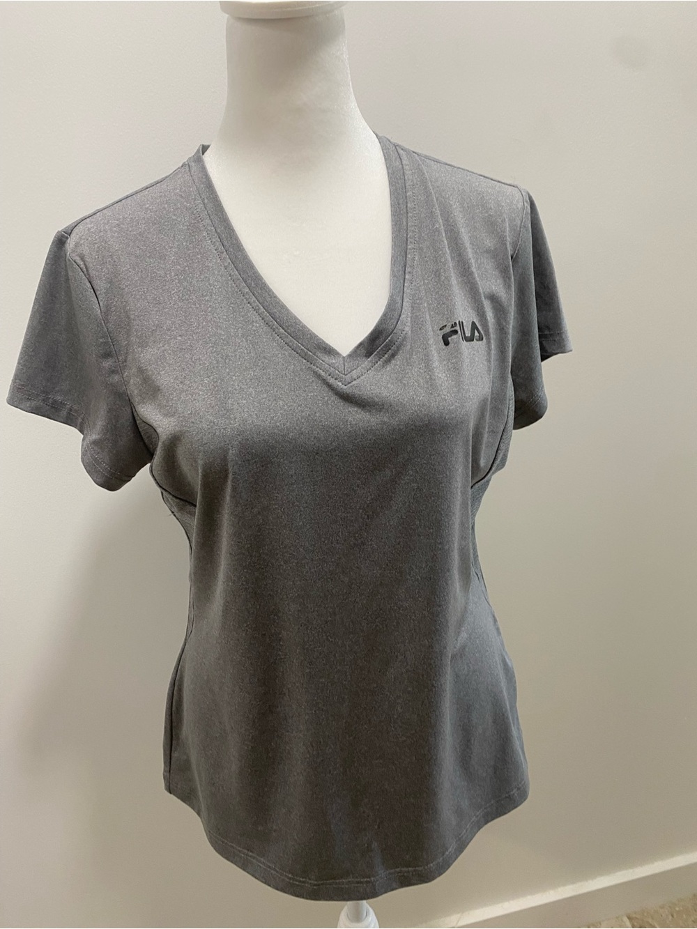 FILA Women's Gray V-Neck Short Sleeve Tee